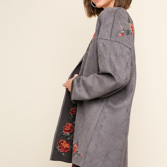 NWT Umgee Faux Suede Embroidered Jacket - Picture 2 of 3